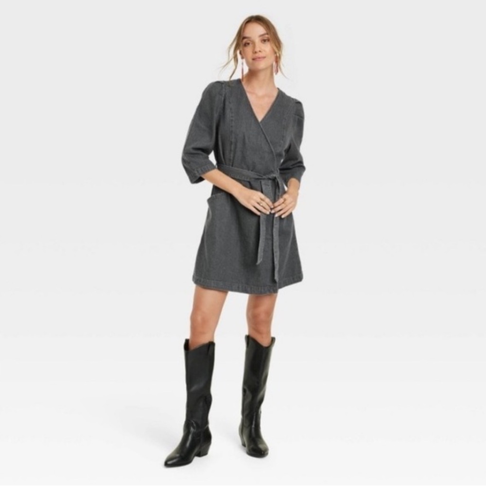 Universal Thread Dark Denim Wrap Dress